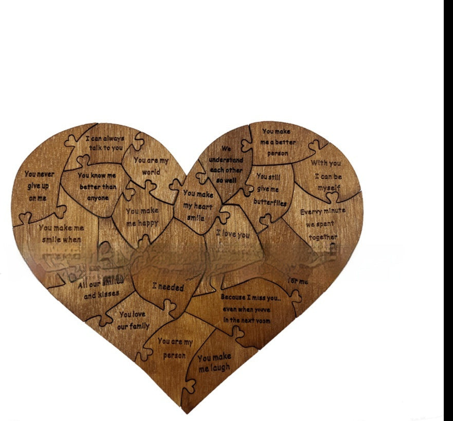 Reasons Why I Love You Wooden Heart Puzzle