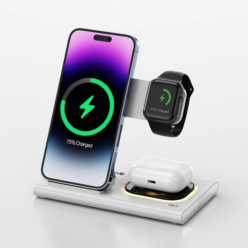 3 IN 1 15W Wireless Charging Charger Magnetic Desktop Night Light Iwatch Fast Charging Stand Gift Customization